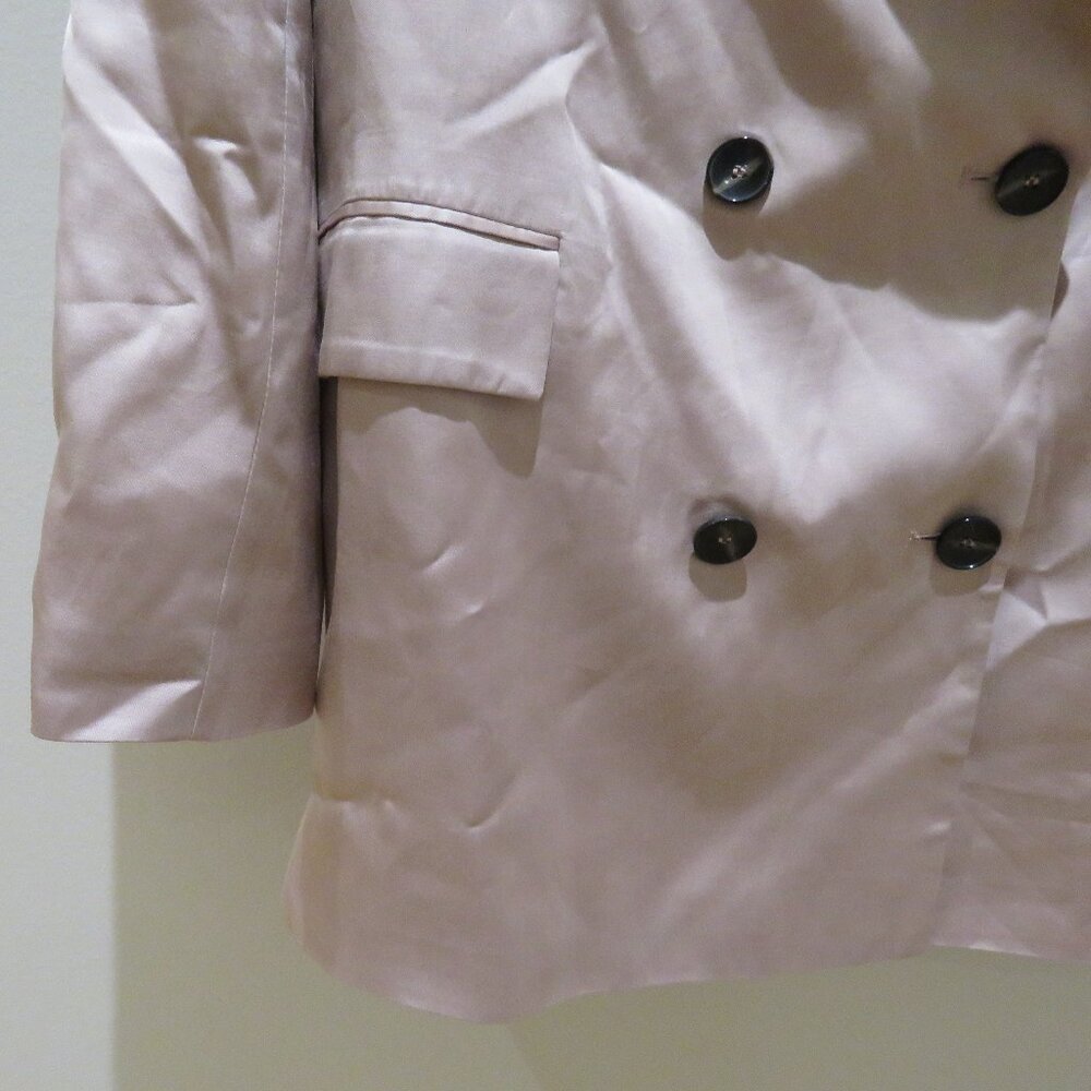 ZARA Long Buttoned Collared Satin Blazer in Blush Pink Pastel Preppy - Size S - Picture 7 of 14